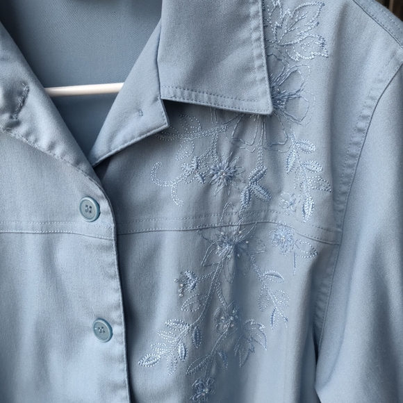 Alfred Dunner Jacket Size 14 Embroidery Button Up Padded Sky Blue - Picture 4 of 9